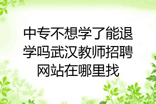 中专不想学了能退学吗武汉教师招聘网站在哪里找