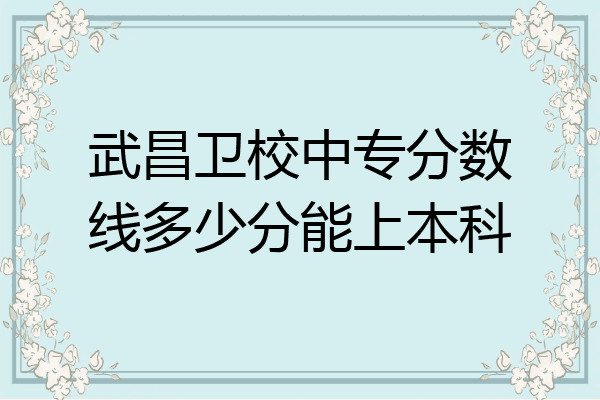 武昌卫校中专分数线多少分能上本科