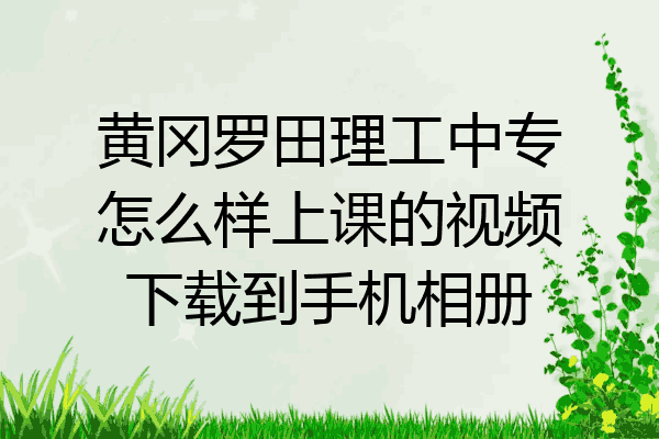 黄冈罗田理工中专怎么样上课的视频下载到手机相册