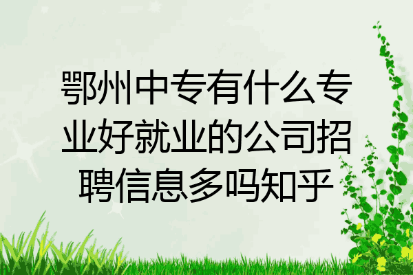 鄂州中专有什么专业好就业的公司招聘信息多吗知乎