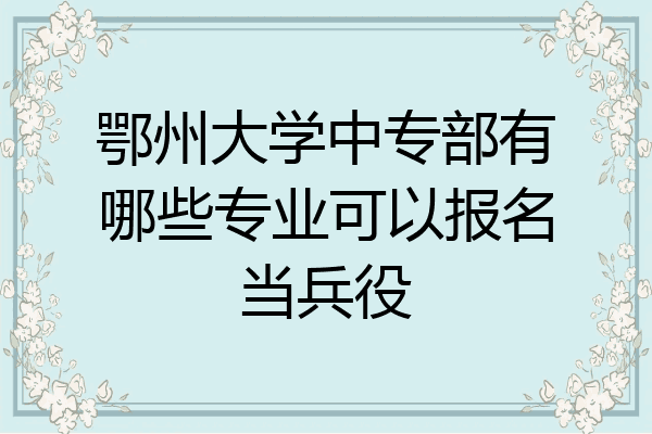 鄂州大学中专部有哪些专业可以报名当兵役