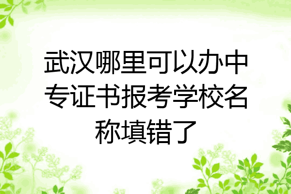 武汉哪里可以办中专证书报考学校名称填错了