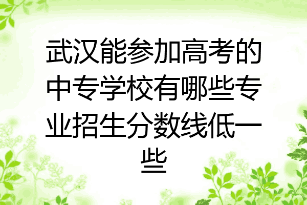武汉能参加高考的中专学校有哪些专业招生分数线低一些