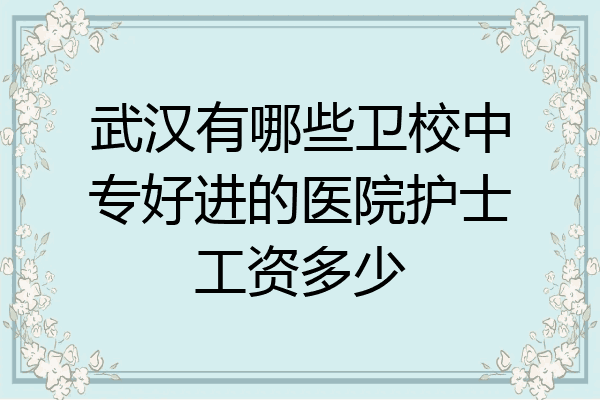 武汉有哪些卫校中专好进的医院护士工资多少
