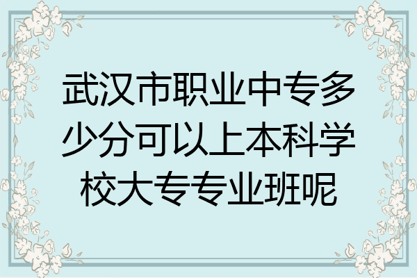 武汉市职业中专多少分可以上本科学校大专专业班呢