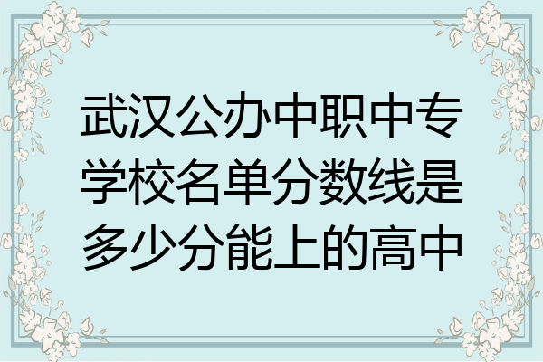 武汉公办中职中专学校名单分数线是多少分能上的高中