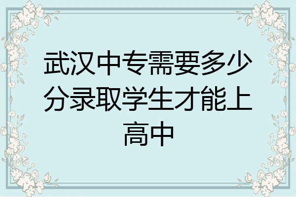 武汉中专需要多少分录取学生才能上高中