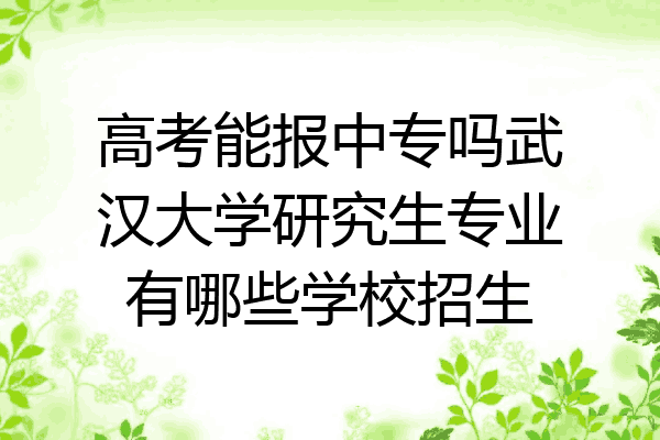 高考能报中专吗武汉大学研究生专业有哪些学校招生