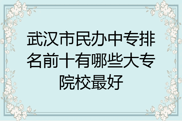 武汉市民办中专排名前十有哪些大专院校最好