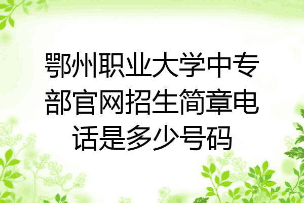 鄂州职业大学中专部官网招生简章电话是多少号码