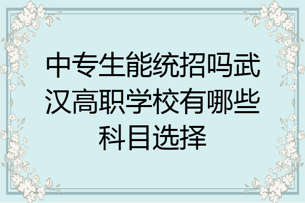 中专生能统招吗武汉高职学校有哪些科目选择