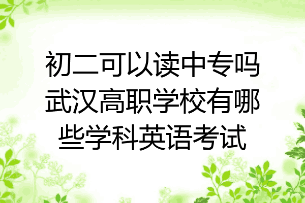 初二可以读中专吗武汉高职学校有哪些学科英语考试