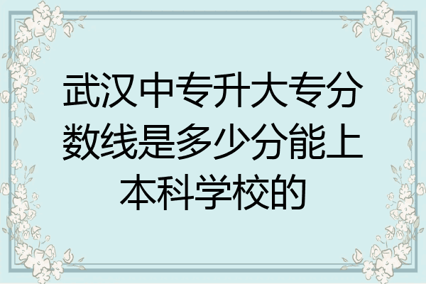 武汉中专升大专分数线是多少分能上本科学校的