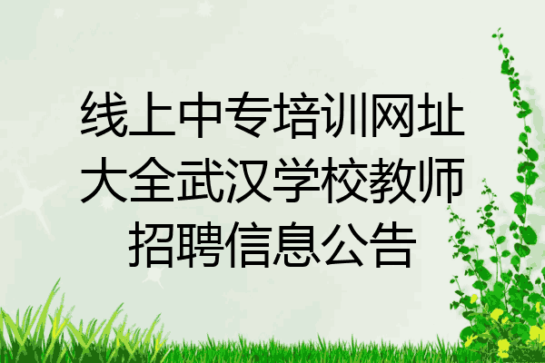 线上中专培训网址大全武汉学校教师招聘信息公告