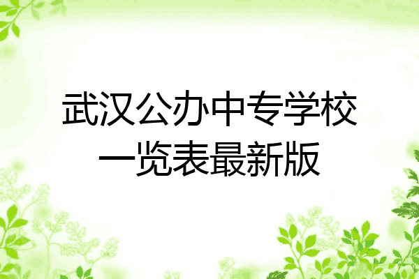 武汉公办中专学校一览表最新版