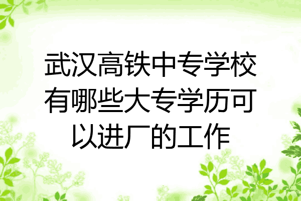 武汉高铁中专学校有哪些大专学历可以进厂的工作