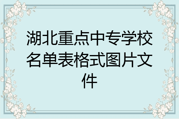 湖北重点中专学校名单表格式图片文件