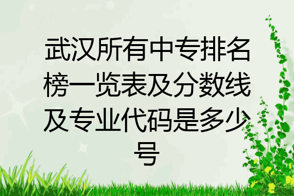 武汉所有中专排名榜一览表及分数线及专业代码是多少号