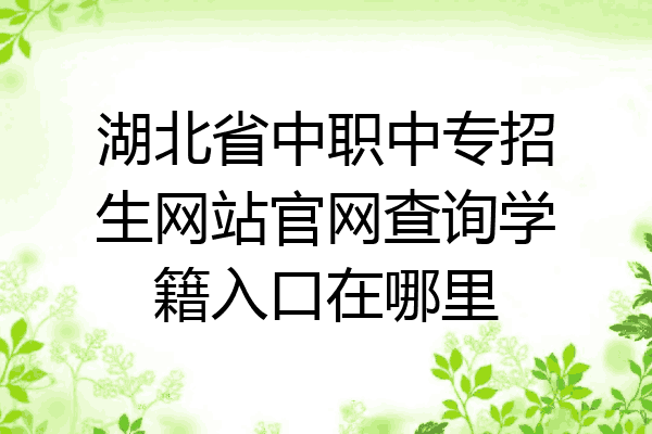 湖北省中职中专招生网站官网查询学籍入口在哪里