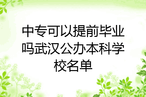中专可以提前毕业吗武汉公办本科学校名单