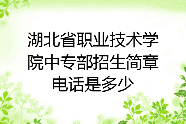 湖北省职业技术学院中专部招生简章电话是多少
