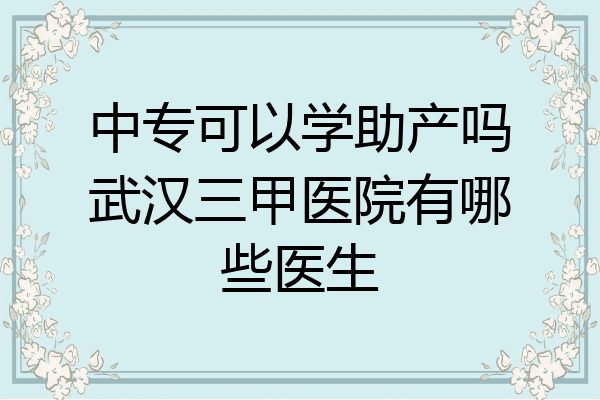 中专可以学助产吗武汉三甲医院有哪些医生