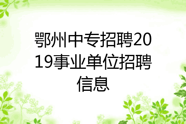 鄂州中专招聘2019事业单位招聘信息