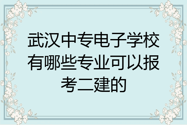 武汉中专电子学校有哪些专业可以报考二建的