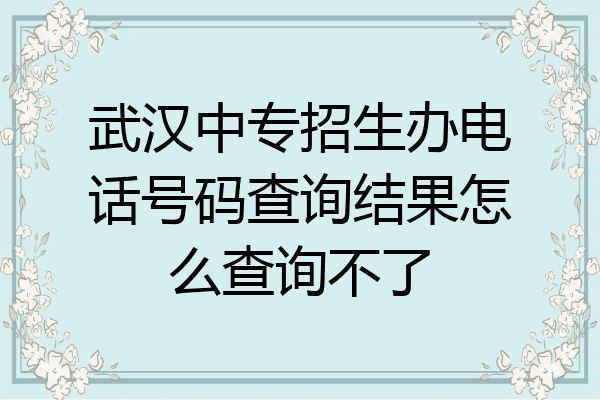 武汉中专招生办电话号码查询结果怎么查询不了