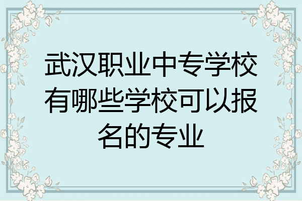 武汉职业中专学校有哪些学校可以报名的专业
