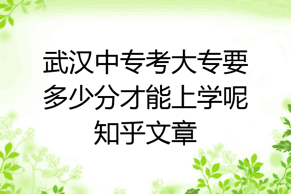 武汉中专考大专要多少分才能上学呢知乎文章