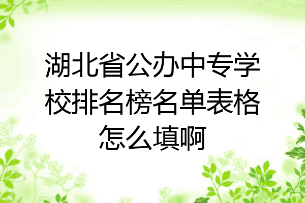 湖北省公办中专学校排名榜名单表格怎么填啊