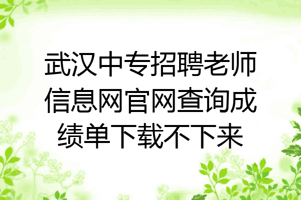 武汉中专招聘老师信息网官网查询成绩单下载不下来