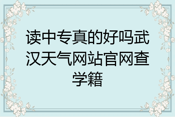 读中专真的好吗武汉天气网站官网查学籍