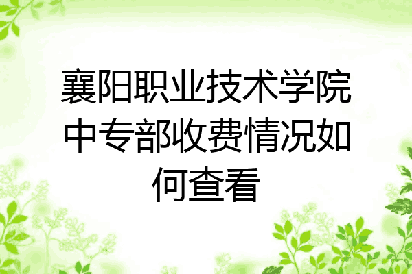 襄阳职业技术学院中专部收费情况如何查看