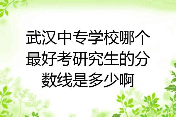 武汉中专学校哪个最好考研究生的分数线是多少啊