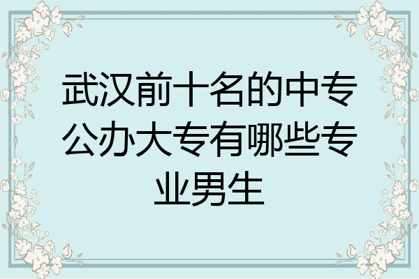 武汉前十名的中专公办大专有哪些专业男生