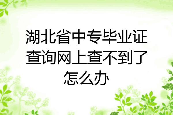 湖北省中专毕业证查询网上查不到了怎么办