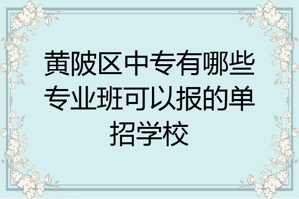 黄陂区中专有哪些专业班可以报的单招学校
