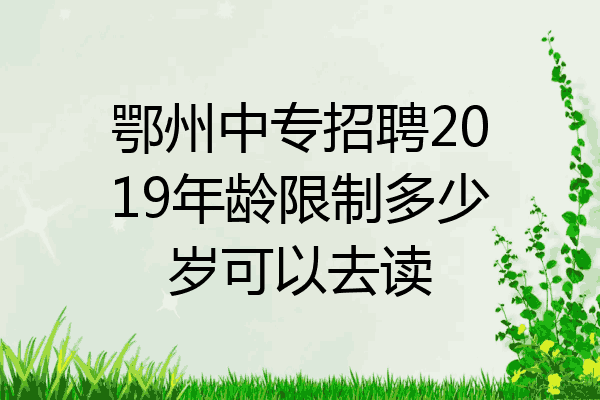 鄂州中专招聘2019年龄限制多少岁可以去读