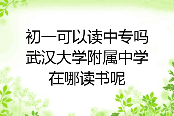 初一可以读中专吗武汉大学附属中学在哪读书呢