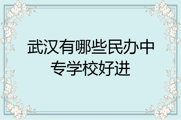 武汉有哪些民办中专学校好进