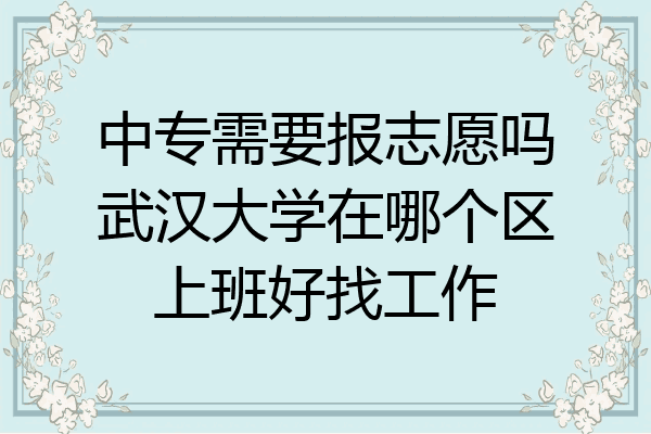 中专需要报志愿吗武汉大学在哪个区上班好找工作