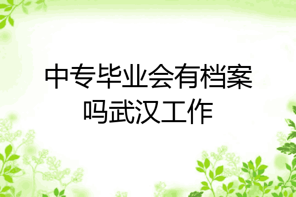 中专毕业会有档案吗武汉工作