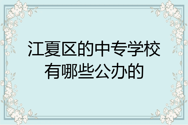 江夏区的中专学校有哪些公办的