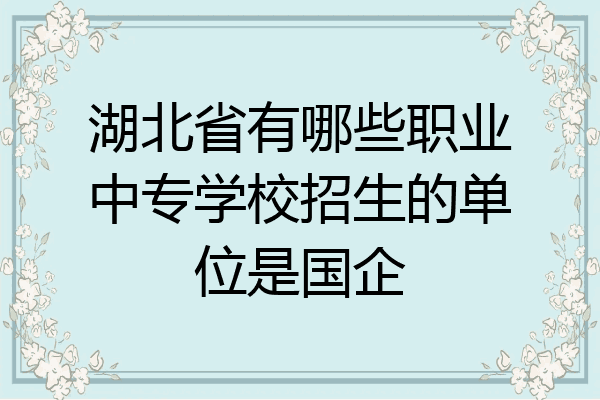 湖北省有哪些职业中专学校招生的单位是国企
