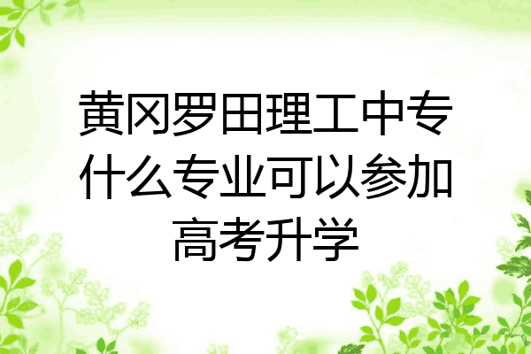 黄冈罗田理工中专什么专业可以参加高考升学