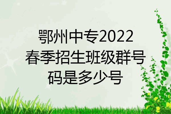鄂州中专2022春季招生班级群号码是多少号