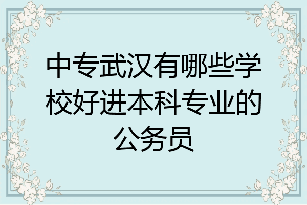 中专武汉有哪些学校好进本科专业的公务员