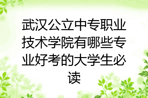 武汉公立中专职业技术学院有哪些专业好考的大学生必读